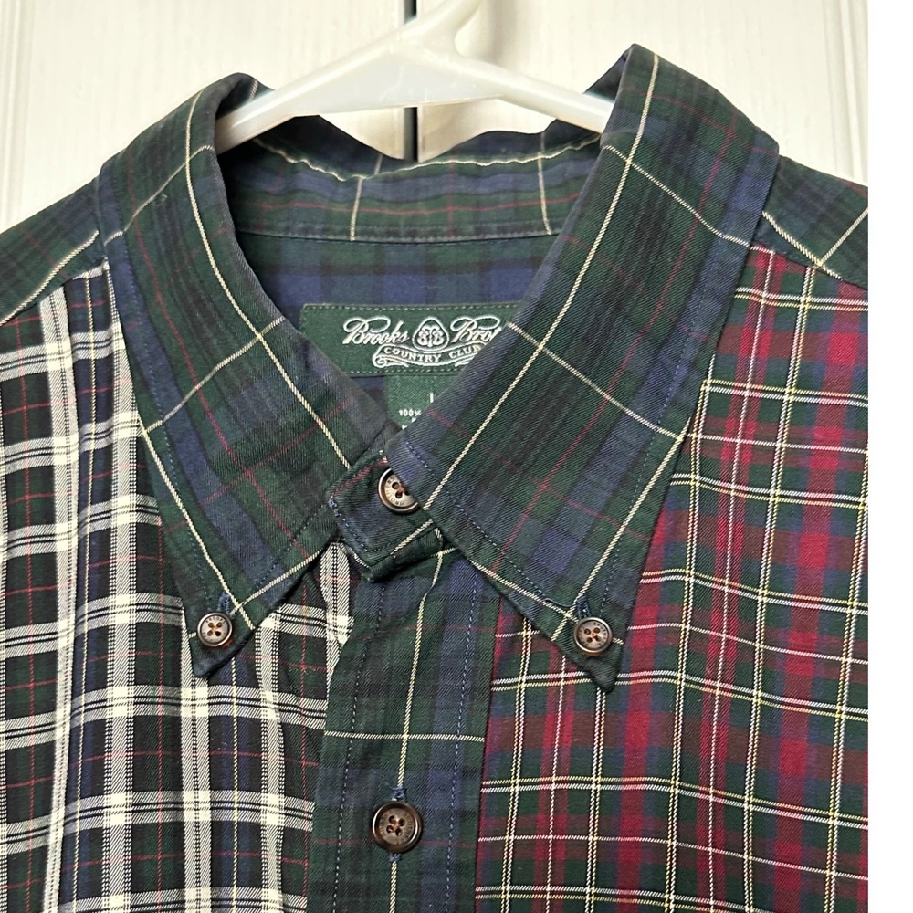 Brooks Brothers Country Club Patchwork Plaid Button Down Shirt Mens Large